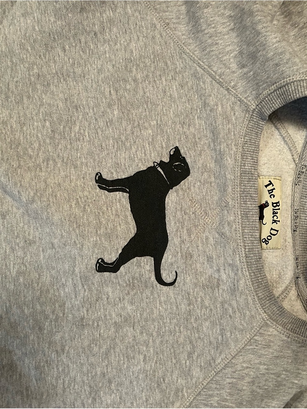 The Black Dog Gray Sweatshirt with Black Dog Graphic